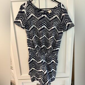J. Crew Navy and White Chevron Pattern Romper